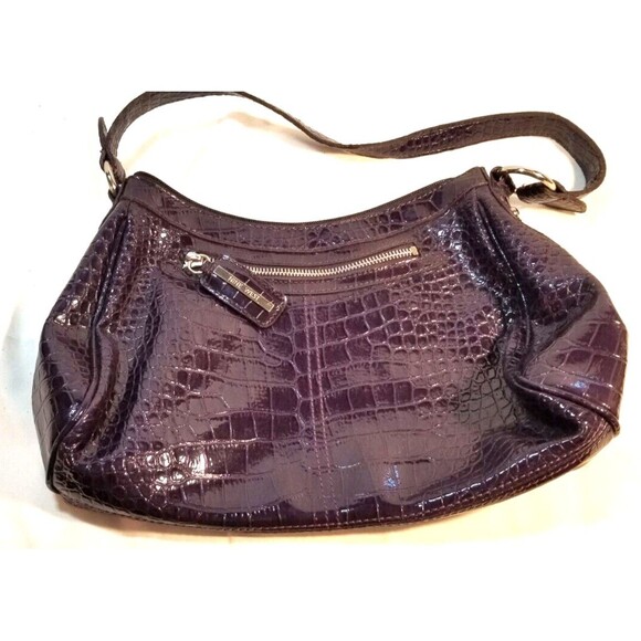 Nine West Deep Grape Purple Faux Alligator Leather Skin Purse/Bag - Picture 1 of 10